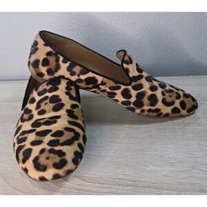 J.Crew Factory Leopard Calf Hair Loafers Size 8 Slip On Flats